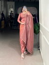 Peach Colour Viscose Tissue With Handwork With Lace Touch Up Top With Bottom Dupatta Bulk Orders In India Nnk3040